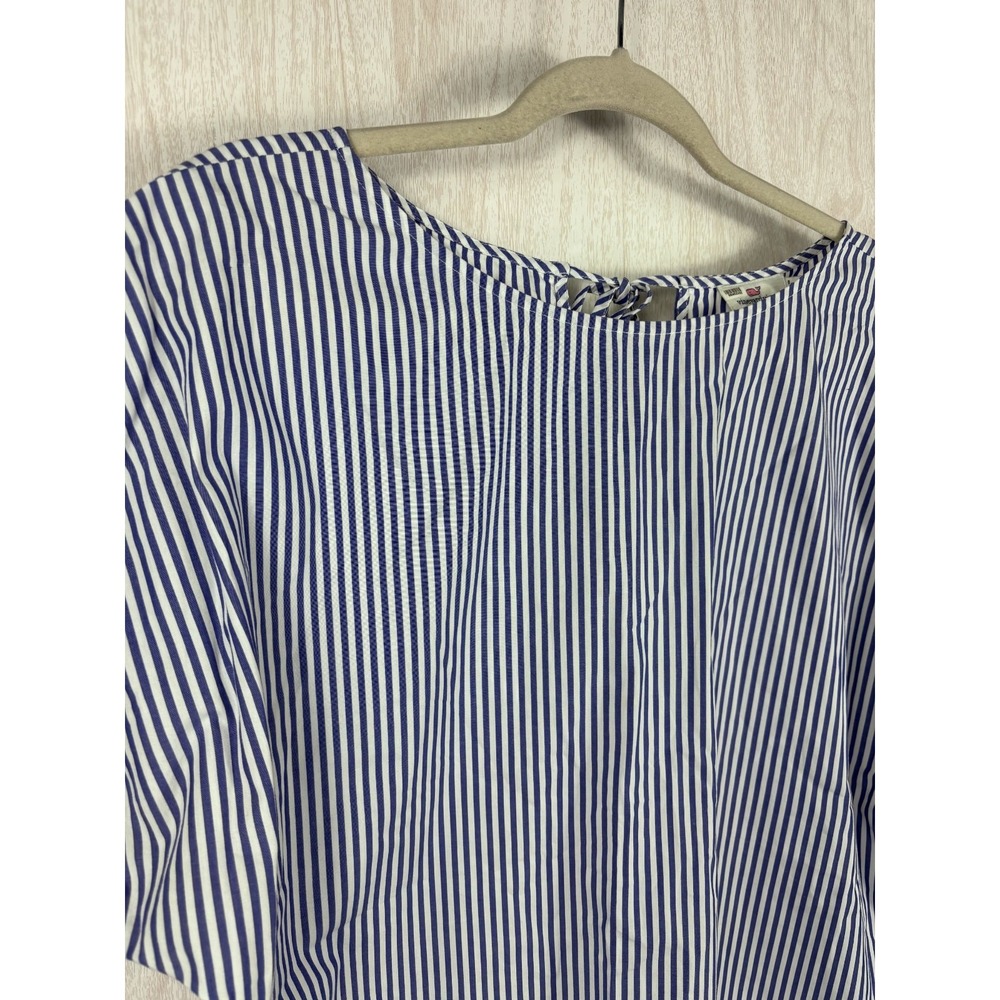 Vineyard Vines Stripe Blouse M Blue White Cotton Coastal Preppy Capsule Chic - Picture 4 of 9
